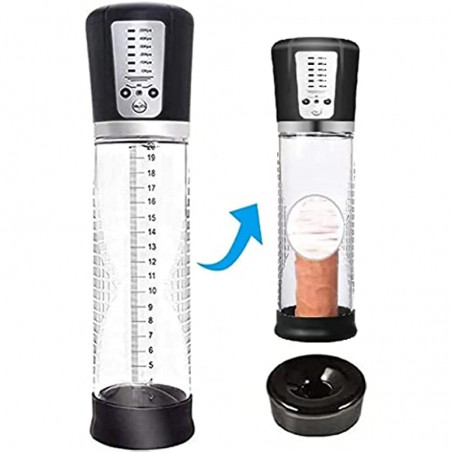 Fully Waterproof Vacuum Penis Pump with 5 Suction Ratings, Penis Massager Stimulator with Vaginal Stroke Sleeve, Penis Enlargement Sex Toys Electric Cock Enhancer for Greater Erection