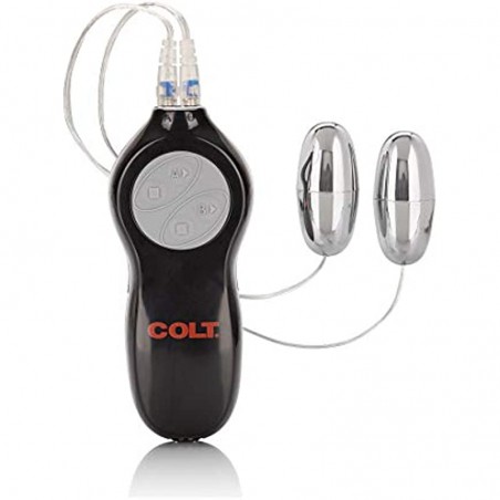  Colt 7-Function Twin Turbo Bullet Vibrator - Sex Toys for Couples - Wired Adult Vibe Eggs Massager - Black