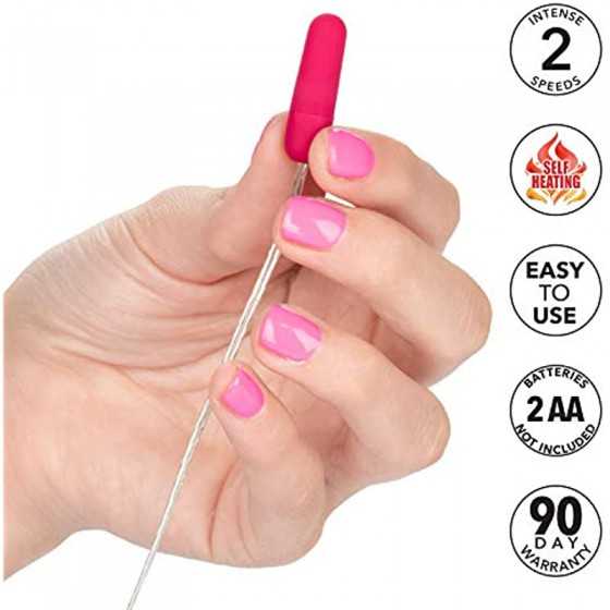 CalExotics Whisper Micro Bullet – Self Heating Wired Pocket Bullet Vibrator - Remote Control Sex Toys for Couples - Adult Egg Ma