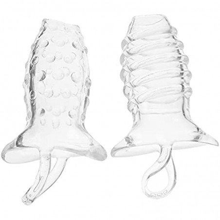2pcs Sleeve Extender Crystal Silicone Extension Toy Cock Enlarger Condom Sheath Delay Ejaculation Toys pens Sleeve Extension,Cook Sleeve for Men to Increase Length and Girth