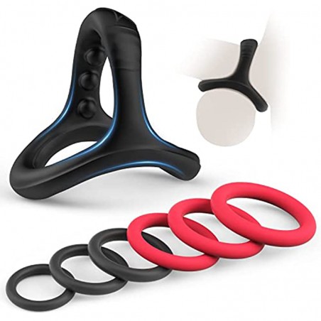 Silicone Penis Rings Set with 7 Different Sizes Cock Rings for Erection Enhancing, Long Lasting Stronger Men Sex Toy, Strechy Adult Sex Toys for Men or Couple