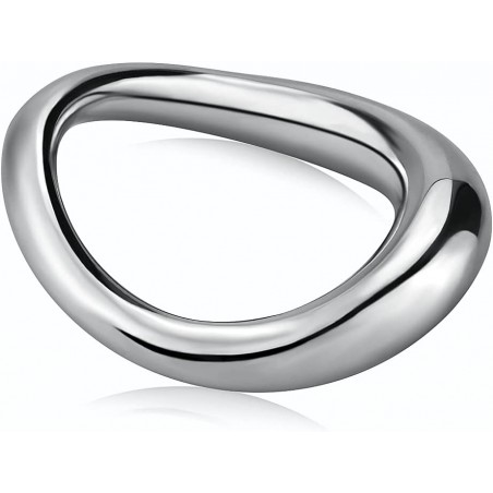 Male Penis Cock Ring Smooth Arc Ring Delay Ring Stainless Steel Scrotum Ball Stretcher Weights Pleasure Enhancing Sex Toys Romi (1.77 Inch)