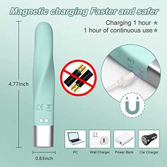 Bullet Vibrator Threaded Lipstick 16 Vibration Modes for Precision Clitoral Stimulation, Sex Toys for Women Discreet Rechargeabl