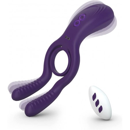 Vibrating Cock Ring with Remote for Couples, Penis Ring with Rabbit Stimulator, Anal Vibrating Machine Massager for Men Pleasure, Penis Ball Vibrator Rechargeable Silicone Sex Toys