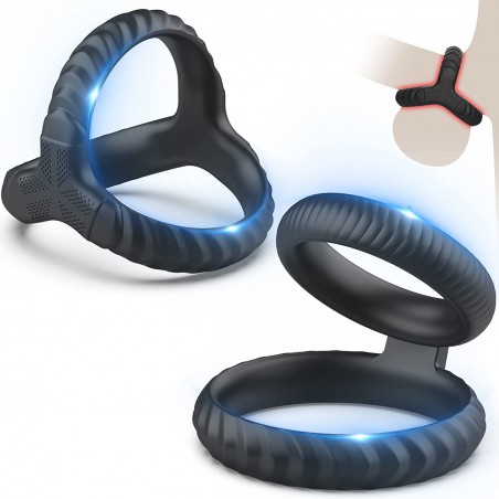 Silicone Penis Rings Set,Dovelo 3 in 1 Penis Ring and Silicone Dual Cock Ring for Men Longer Lasting Erection, Adult Sex Toys for Men Couple