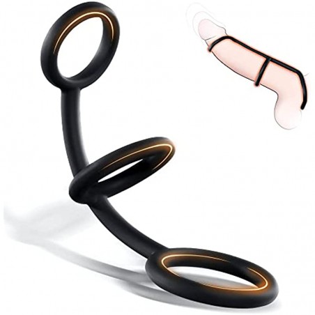 Silicone Penis Ring, TIVINO 3 in 1 Ultra Soft Cock Ring for Erection Enhancing Stamina Prolonging, 3 Different Sizes Cock Rings for Men Adult Toys for Couple Harder Longer Sex Ring Play