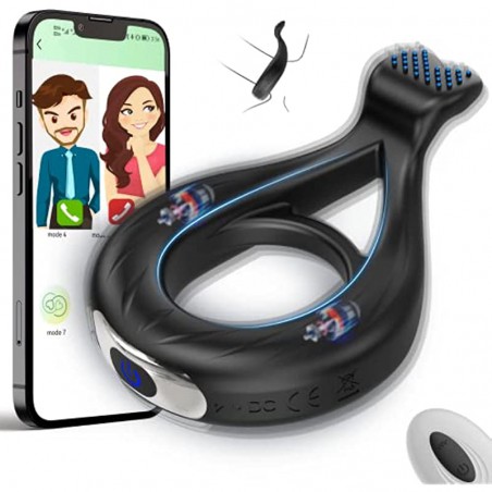 Vibrating Cock Ring App Remote Control, Penis Ring Couple Vibrator with 9 Intense Vibration Modes, Male Clitoral Vibrator Rechargeable Silicone Penis Vibrator Sex Toys for Men Couples