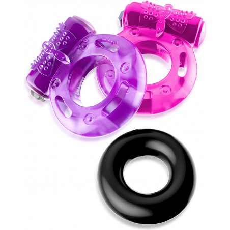 VIARDEJI Vibrating Cock Ring Sex Toys – 2 Penis Rings w. Clit Stimulator & 1 Cock Ring for Better Stronger Erection