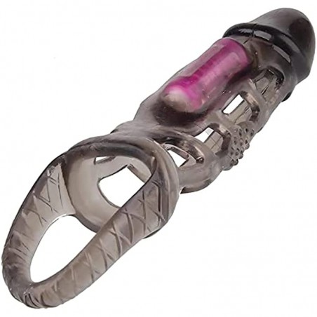 Reusable Penis Sleeve with Vibrator Penis Ring,Penis Sleeve Cock Ring Extender Ultra-Soft Penis Enlarger for Couples Vibrating Dildo for Cock Enlarger Sex Toys for Men