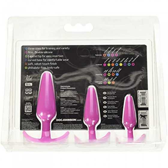 Doc Johnson Mood - Naughty 1 Trainer Set - Small, Medium, Large - Silicone Butt Plugs with Tapered Base for Comfort Between The 