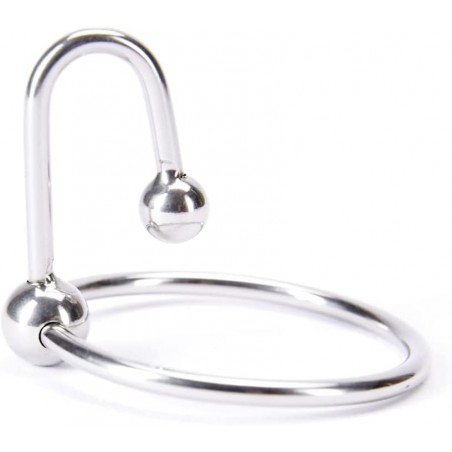 Stainless Steel Penis Cock Rings with Urethral Sounds Ball Male Erotic Penis Ring Adult Supplies (1.26 Inches)