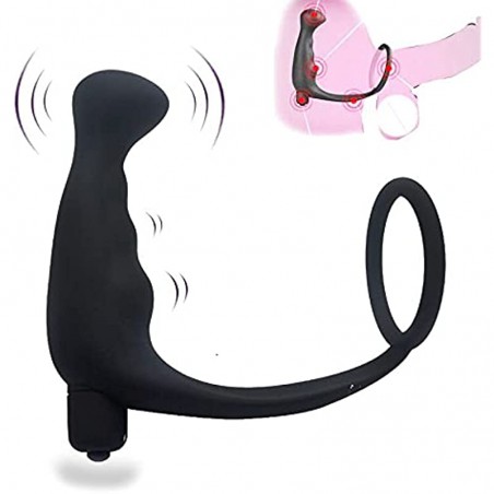 Silicone Anal Vibrator Thrusting Prostate Stimulator Massager Anal Butt Plug Cock Ring Delay Ejaculation Erotic Sex Toys Dildos for Gay Men Male