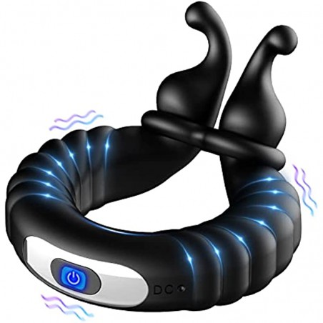 Vibrating Cock Ring Penis Rings for Men Erection Support Pleasure Enhance, Adjustable Size Silicone Vibration Machine with 10 Vibration Modes for Testicles Stimulation, Sex Toys for Men Couples