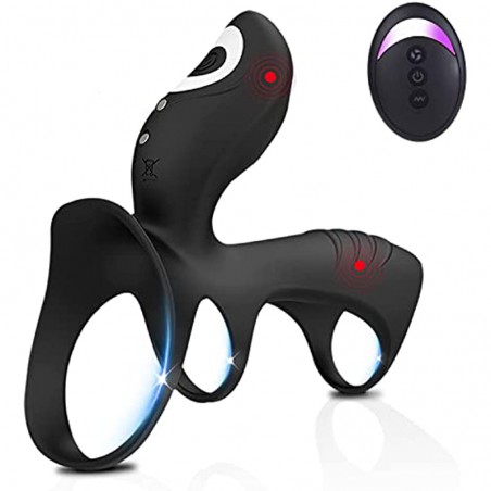 Vibrating Cock Rings Silicone Dual-Motor Penis Ring with Remote Control Longer Harder Stronger Erection Enhancing Sex Toys for Male and Couples Play