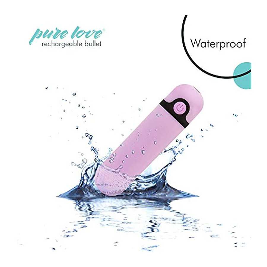 Pure Love 3.5 Inch Rechargeable Bullet Vibrator Purple, Waterproof, 10 Functions, Adult Sex Toy