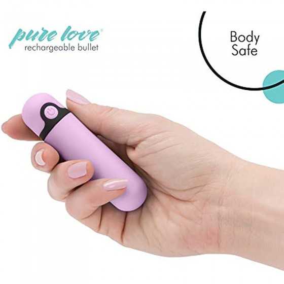 Pure Love 3.5 Inch Rechargeable Bullet Vibrator Purple, Waterproof, 10 Functions, Adult Sex Toy