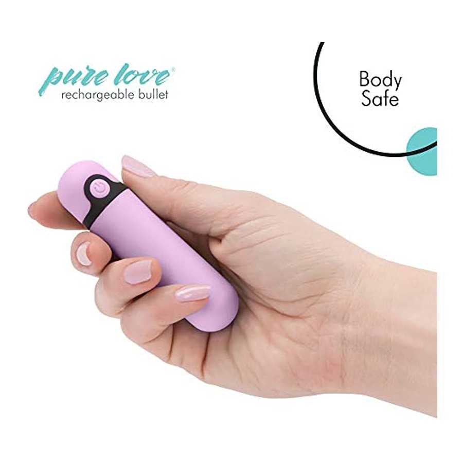 Pure Love 3.5 Inch Rechargeable Bullet Vibrator Purple, Waterproof, 10 Functions, Adult Sex Toy