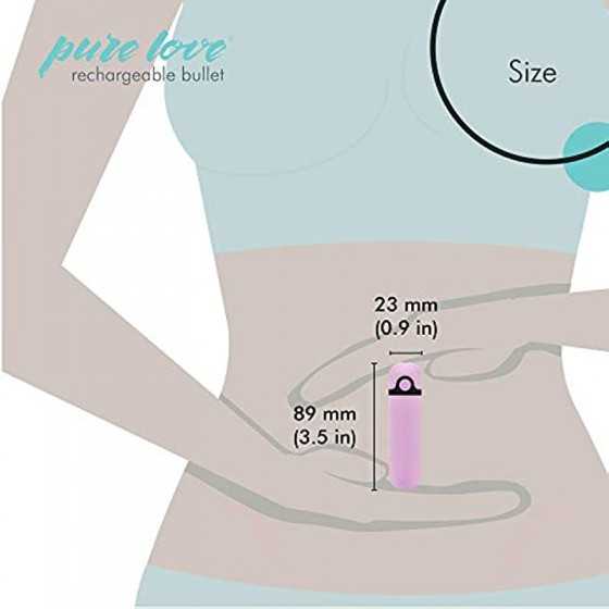 Pure Love 3.5 Inch Rechargeable Bullet Vibrator Purple, Waterproof, 10 Functions, Adult Sex Toy