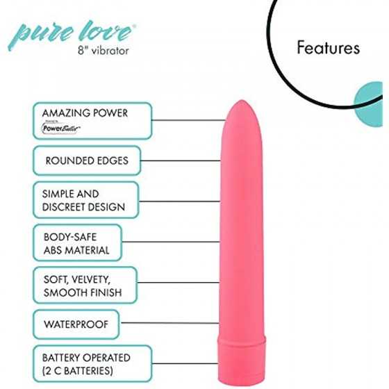 Pure Love 7 Inch Vibrator, Pink Color, Waterproof with Speed Dial Control, Adult Sex Toy, Classic Sex Toy,