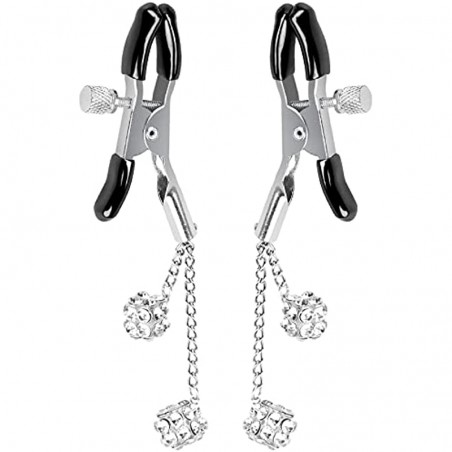 Sex Nipple Clip Clamps with Metal Chain, Bed Secret Body Non-Piercing Silver Breast Clips Jewelry, Adjustable BDSM Bondage Restraints Adult Toys Clamps Thin for Women Men Sexual Pleasure