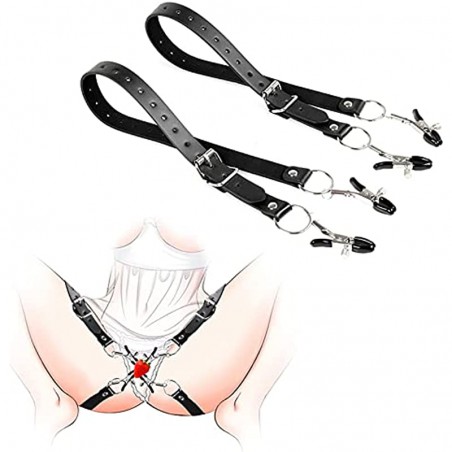 Nipple Clamps Silicone Clitoral Labia Spreader, SM Adult Sex Pleasure Clitoris Vagina Massager for Quick Orgasm Adjustable Women Couple Flirting Toy