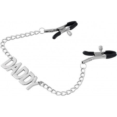 Nipple Clamps for Pleasure Sex,Adjustable Nipple Clips Clamps with Letter Chain Clamp, Nipple Clamps for Pleasure Sex,SM Stainless Steel Non-Piercing Nipple Clamps for Woman Pleasur (Slut)