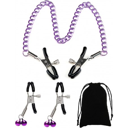 Adjustable Metal Nipple Clamps KUMQUAT Entertainment Clip for Women Non-Piercing Nipplerings Clip On Nipple Rings Decorative Clip for Clothing Accessories-A5RJ (Black-QD)
