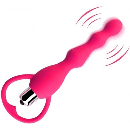 Soft Silicone Vibrating Anal Beads Butt Plug, Graduated Design Anal Vibrator Waterproof G spot Anal Sex Toy for Men Women and Adult Couples (Purple)