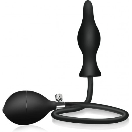 Silicone Expand Inflatable Anal Plug - Body-Safe Medical Grade Waterproof Butt Sex Toy for Male, Female and Beginners (Black Classic Style)