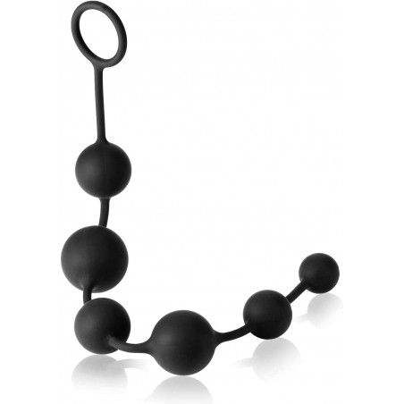UTIMI Butt Plug with Silicone Anal Bead Anal Sex Toys with Safe Pull Ring in Black