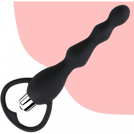 Anal Vibrator Sex Toy for Women Man Anal Beads Vibrators Gay Prostate Massage Smooth Butt Soft Silicone Plugs Dildo Vibrating Anal Plug Adult Sex Products (Black)