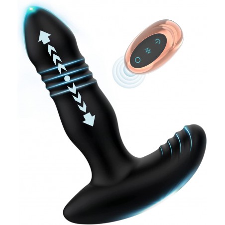 Thrusting Anal Vibrator, Prostate Massager Onismo Male Anal Plug Vibrating Butt Plug with 7 Telescopic & Vibration Modes Remote Controlled Anal Sex Toy for Men Big Anal Toys Couples Pleasure