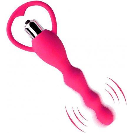 Vibrating Anal Beads Butt Plug, Graduated Design Silicone Anal Vibrator Waterproof G-spot Anal Sex Toy for Men, Women and Couples (Pink) (Black)