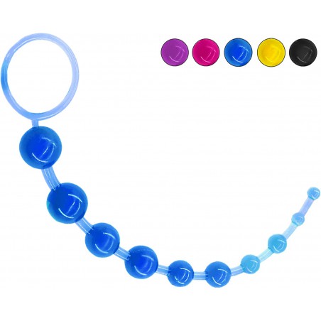 Upgrade Anal Beads Butt Plug 12 inch 10 Graduated Anal Chain Link with Safe O Pull Ring Anal Adult Sex Toy for Male Female Couple Play, Blue