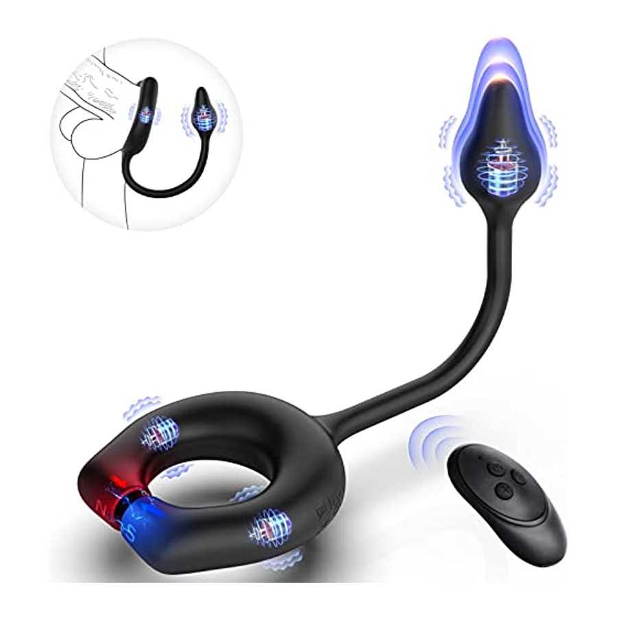 Vibrating Cock Ring with Anal Plug, lvhua Penis Ring Vibrator Magnet Adsorption Design, 10 Vibration Modes Adult Sex Toys for Me