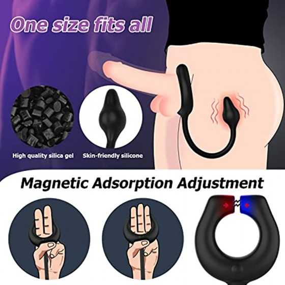 Vibrating Cock Ring with Anal Plug, lvhua Penis Ring Vibrator Magnet Adsorption Design, 10 Vibration Modes Adult Sex Toys for Me