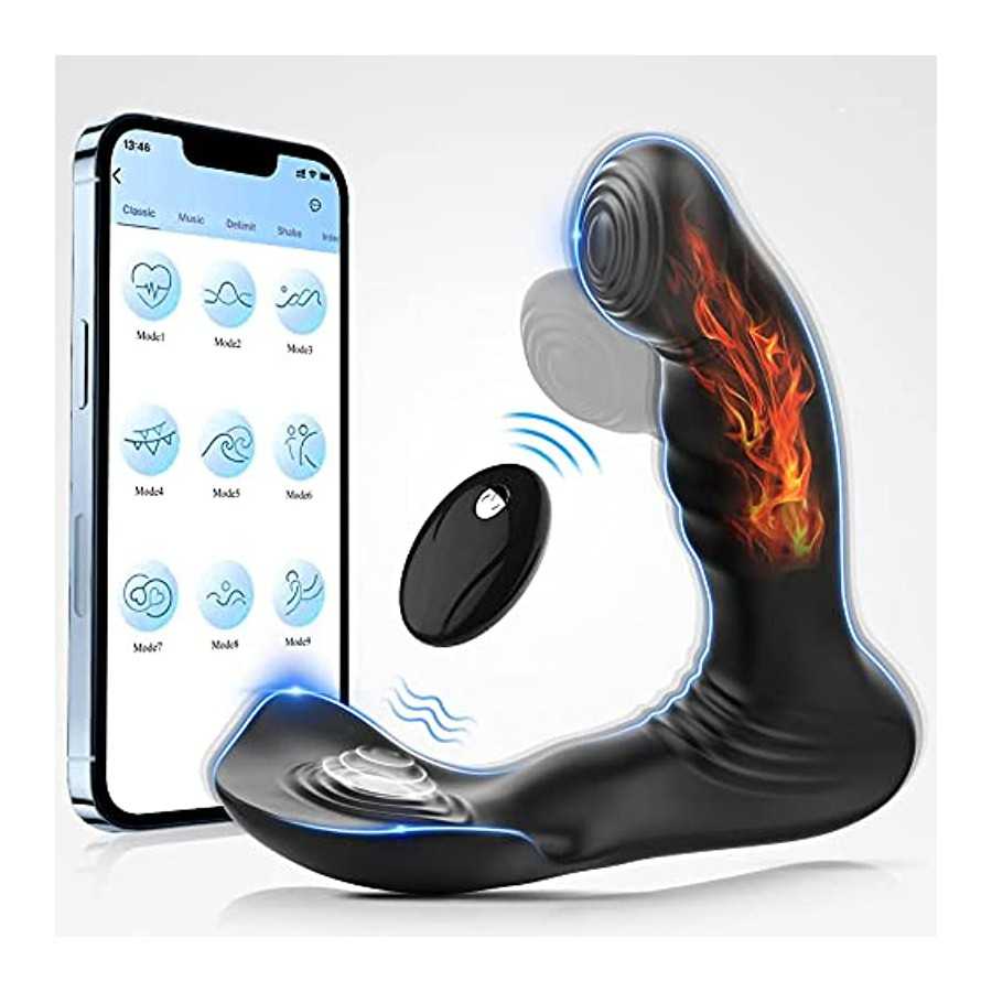AMOVIBE Prostate Massager with 9 Wiggle & Vibration Patterns, App Control Anal Plug, Prostate Stimulor Toys with Heating Functio