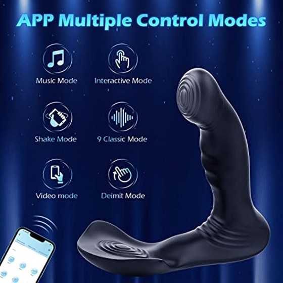 AMOVIBE Prostate Massager with 9 Wiggle & Vibration Patterns, App Control Anal Plug, Prostate Stimulor Toys with Heating Functio
