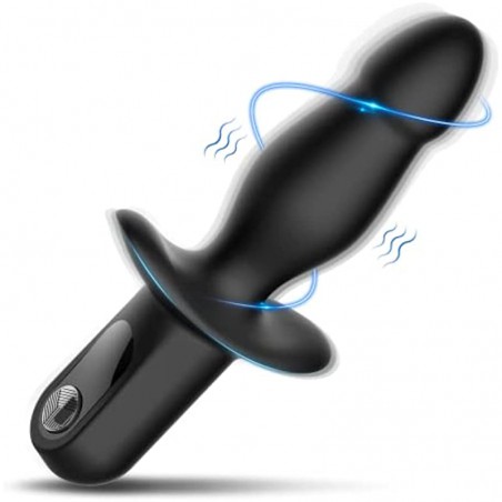 Vibrating Anal Plug with Anal Beads - Butt Plug Sex Toy with Safety Handle for Male Prostate Massager, 10 Powerful Vibration Soft Silicone Adult Sensory Dildo Toy for Beginners Advanced Users,Couples