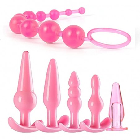 Plastic Anal Plug Trainer Kit for Comfortable Long-Term Wear Anal Trainer Set to Advanced Player Adult Anal Training Toy Sex Toys Pink