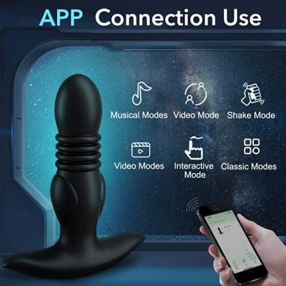 Ultrafast Thrusting Anal Plug Vibrator - Vibrating Butt Plug with App & Remote Control, Adult Male Sex Toys & Games for Womens M