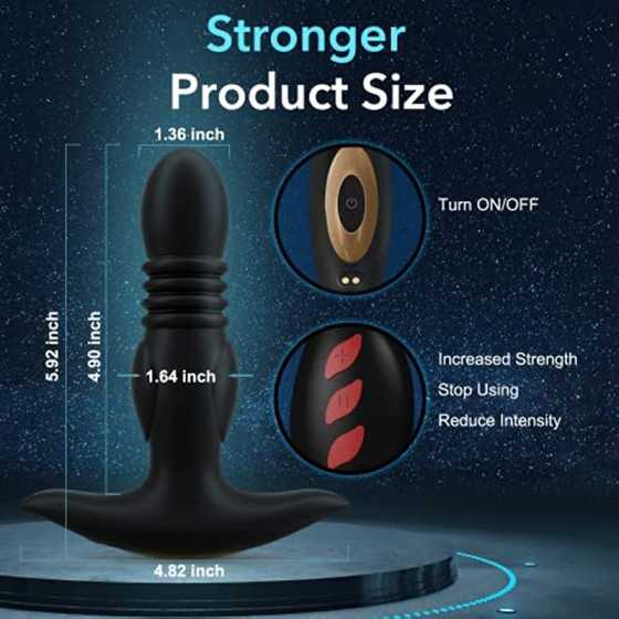 Ultrafast Thrusting Anal Plug Vibrator - Vibrating Butt Plug with App & Remote Control, Adult Male Sex Toys & Games for Womens M