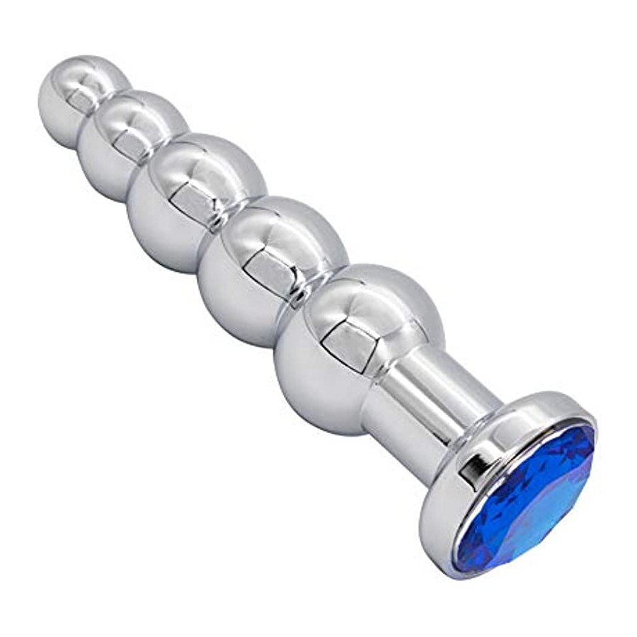 Anal Plug Gem Anal Beads - 5 Beads Metal Butt Plug Pleasure Wand Anal Sex Toys for Men and Women Romi