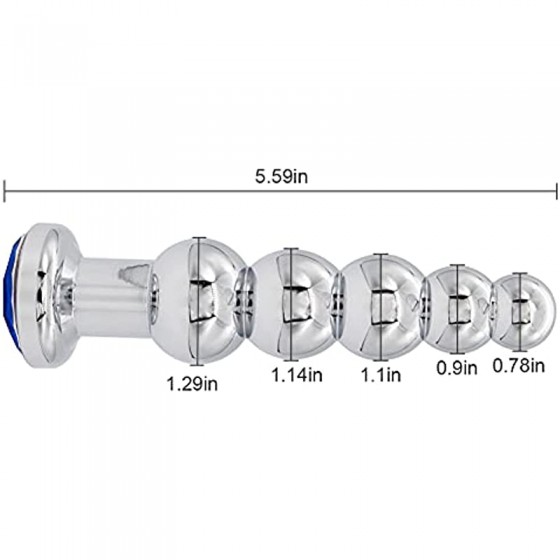 Anal Plug Gem Anal Beads - 5 Beads Metal Butt Plug Pleasure Wand Anal Sex Toys for Men and Women Romi