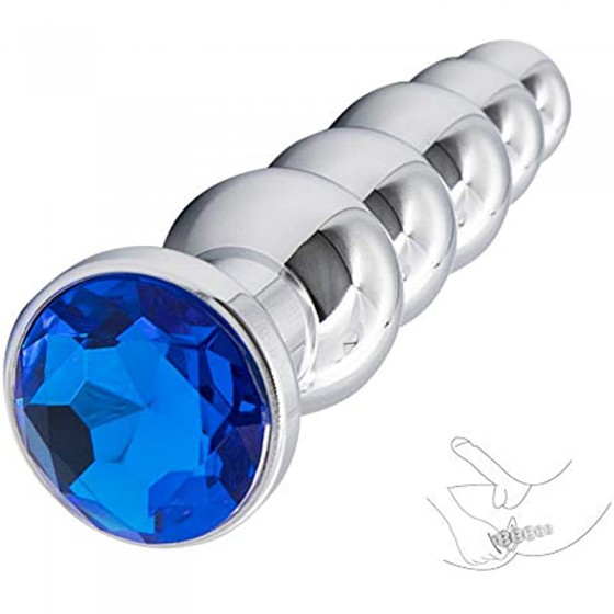Anal Plug Gem Anal Beads - 5 Beads Metal Butt Plug Pleasure Wand Anal Sex Toys for Men and Women Romi