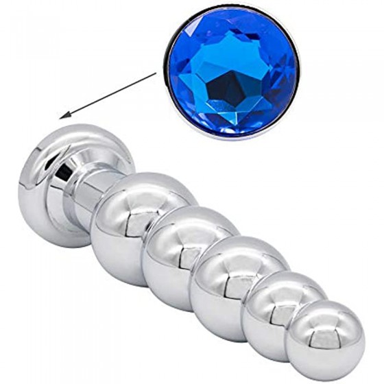 Anal Plug Gem Anal Beads - 5 Beads Metal Butt Plug Pleasure Wand Anal Sex Toys for Men and Women Romi