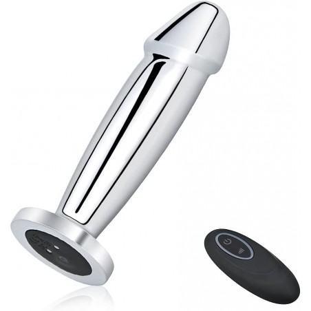 Vibrating Anal Plug Dildo with Remote Control, Rechargeable Metal Butt Plug Prostate Massager with 10 Modes, Magnetic Suction Charging Anal Vibrator Adult Sex Toys for Men Women and Couples (S)