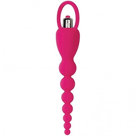 6k Booty Bliss Vibrating Anal Beads, Pink | Waterproof Silicone Butt Plug with Removable Bullet Vibrator | 7.75” Total Length, 6” Insertable