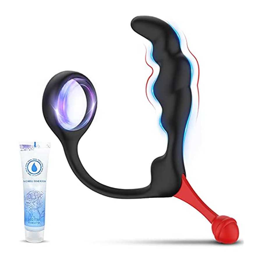 Spiral Anal Plug Prostate Massager for Men with Penis Ring, Banenu Silicone Cock Ring for Erection Sexual Pleasure Enhancing, Bu