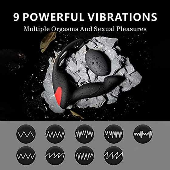 3-in-1 Remote Control Prostate Massager Vibrator with Penis Ring and Ball Loop, 9 Speeds Rechargeable Anal Sex Toy Waterproof G-